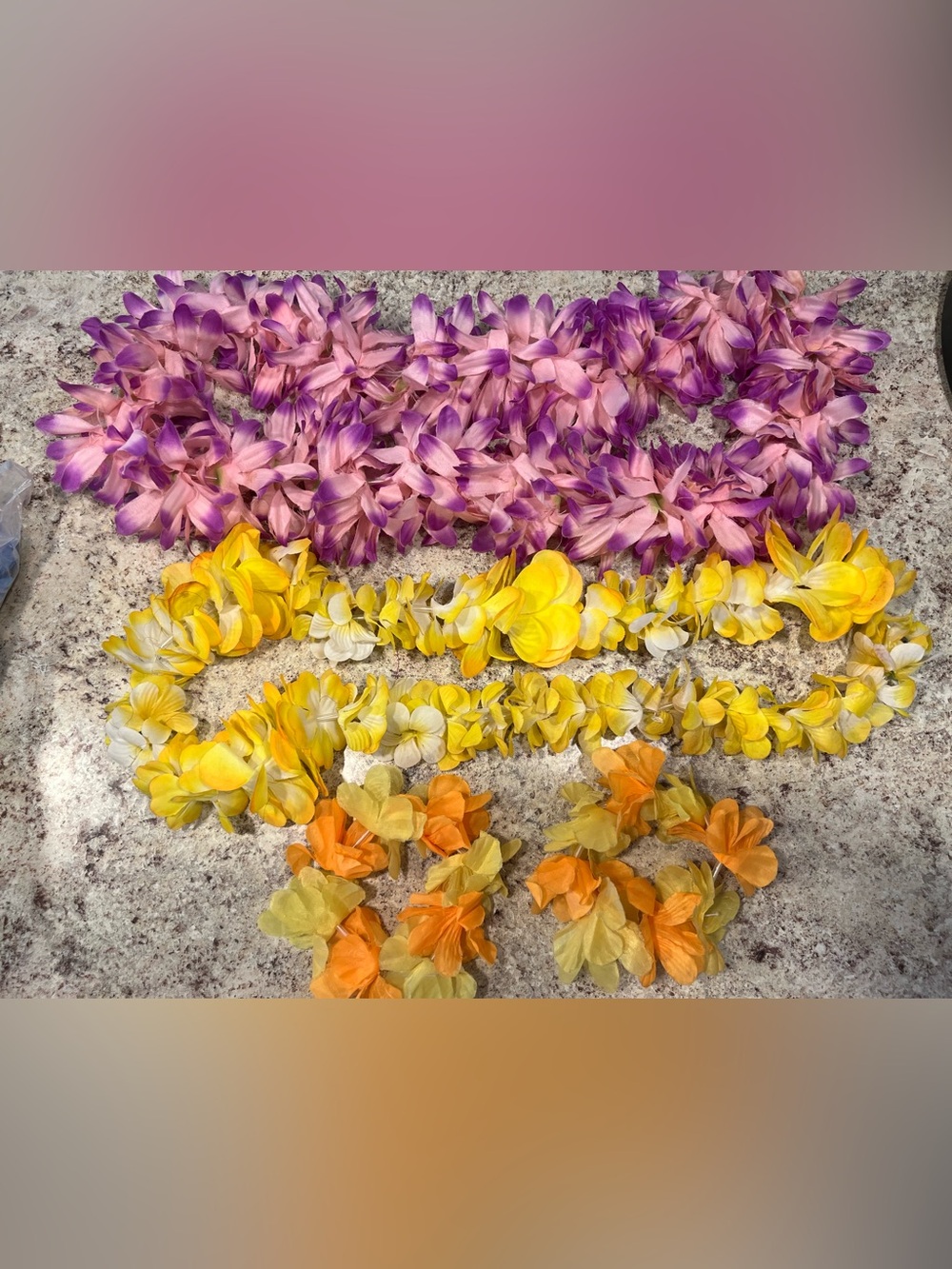 Brand New-2 Floral (Artificial) Leis with 2 Wrist Leis